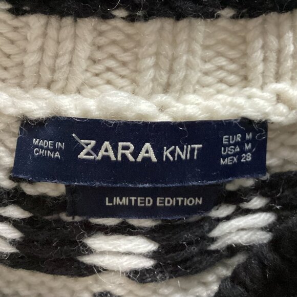 Zara Knit Limited Edition Women's Wool Blend Chunky Knit Sweater Size M Sequin - Picture 8 of 9